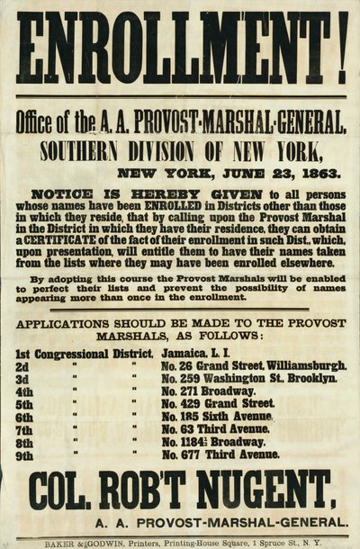 Recruitment Poster for the Southern Division of New York by American School